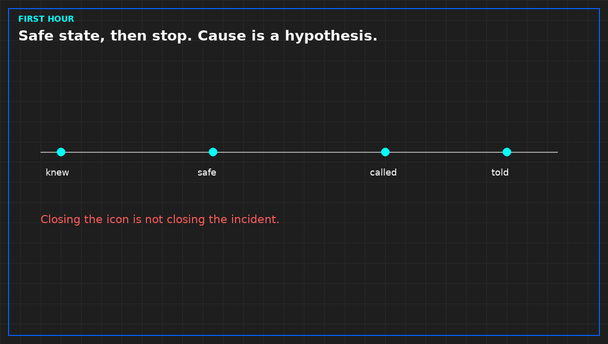 Stop, call, safe state. Then a method.
